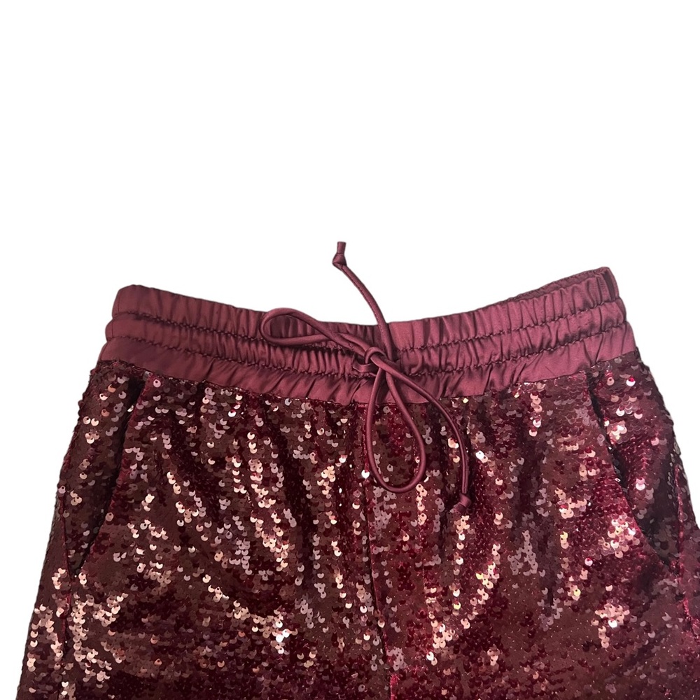 Zara High Waisted Sequin Shorts Burgundy Size XS - Picture 8 of 11